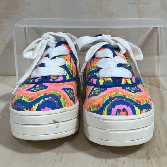 Rocket Dog White Blue Pink Multi-Color Platform Sneakers Women 7 Shoes Canvas - Picture 5 of 10